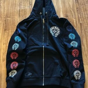 CHROME HEARTS MULTICOLOR HORSESHOE ZIP-UP/HOODIE SZ MEDIUM